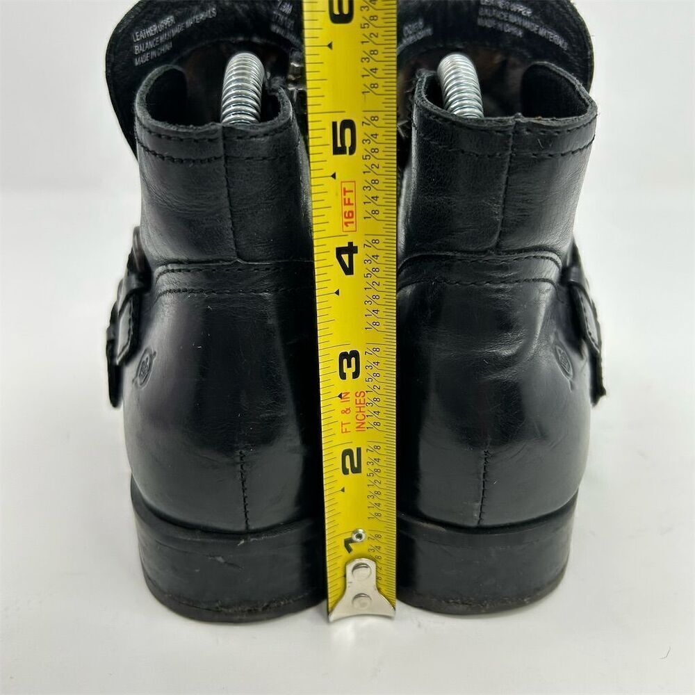 Born Women's Black Leather Ankle Booties Size 7.5 Casual Zip Buckle - Picture 7 of 11